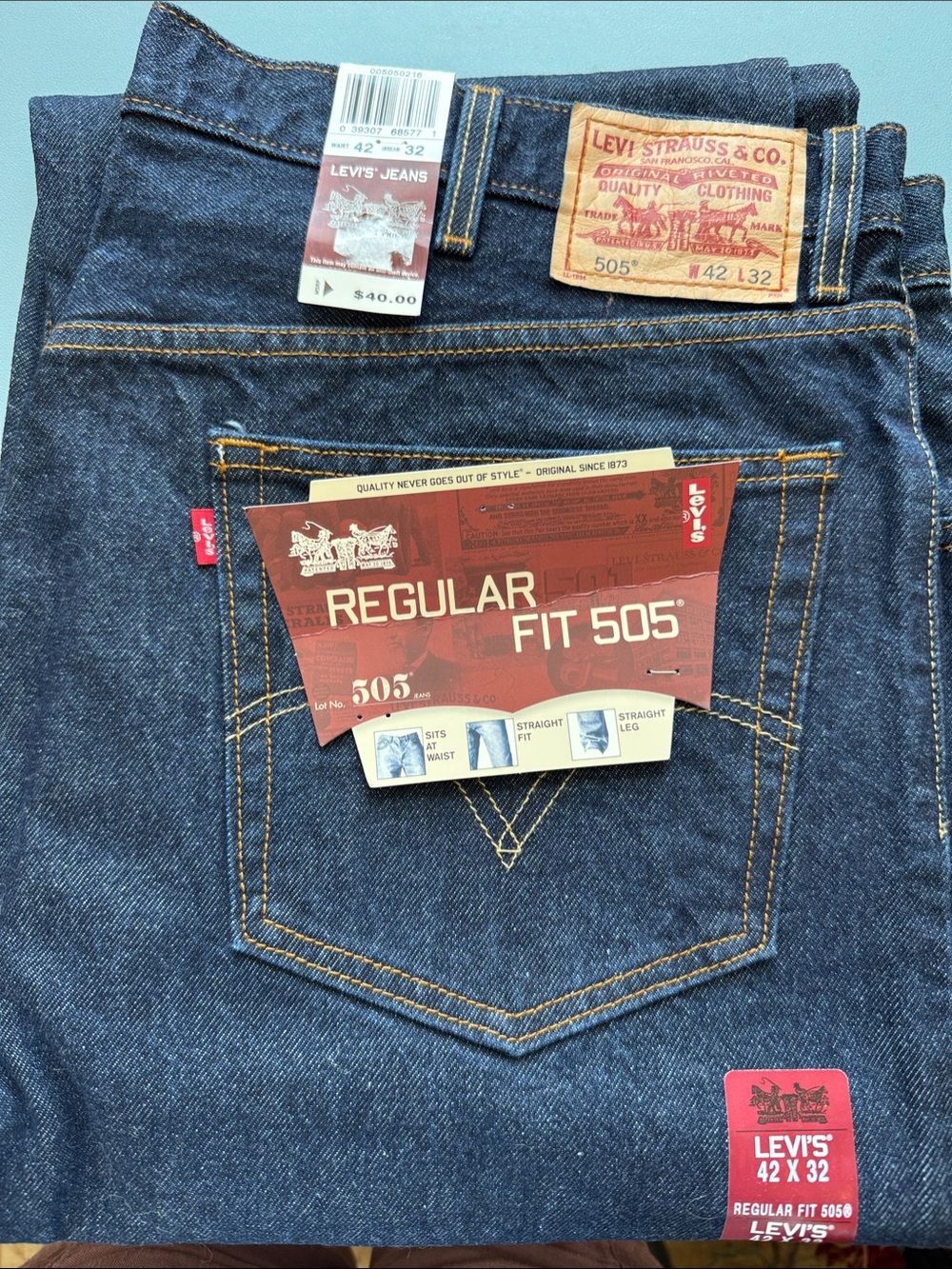 Levi's 505 Regular Fit Straight Jeans in Dark Blue
